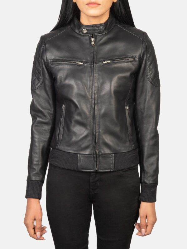 Zenna Classic Black Leather Bomber Jacket